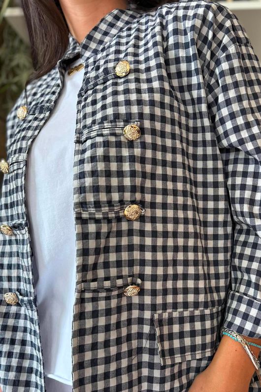 Nonni Gingam Napoleon Jacket Navy